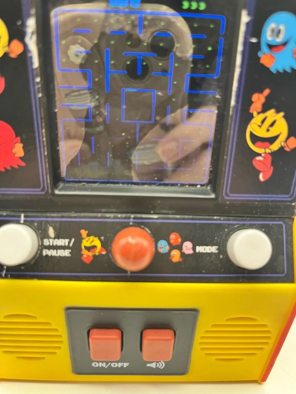 Mini Arcade Game Console - Yellow / Red Pac Man